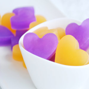 Purple and Orange Heart Soap Favors by Tailored Soap