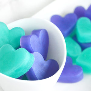 Purple and Green Peacock Heart Soap Favors