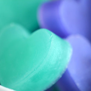 Purple and Green Peacock Heart Soap Favors