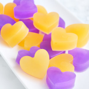 Purple and Orange Heart Soap Favors by Tailored Soap