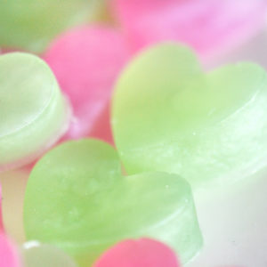 Pink and Green Heart Soap Favors by Tailored Soap