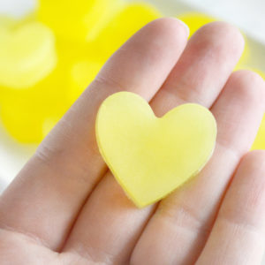 Light Yellow and Bright Yellow Heart Soap Wedding Favors by Tailored Soap