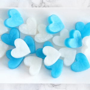 Blue and White Heart Soap Favors by Tailored Soap