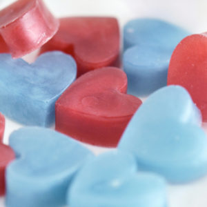 Marsala Red and Blue Baby Heart Favors by Tailored Soap