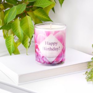 Cherry Blossom Scented Candle Happy Birthday Gift and Card in Box