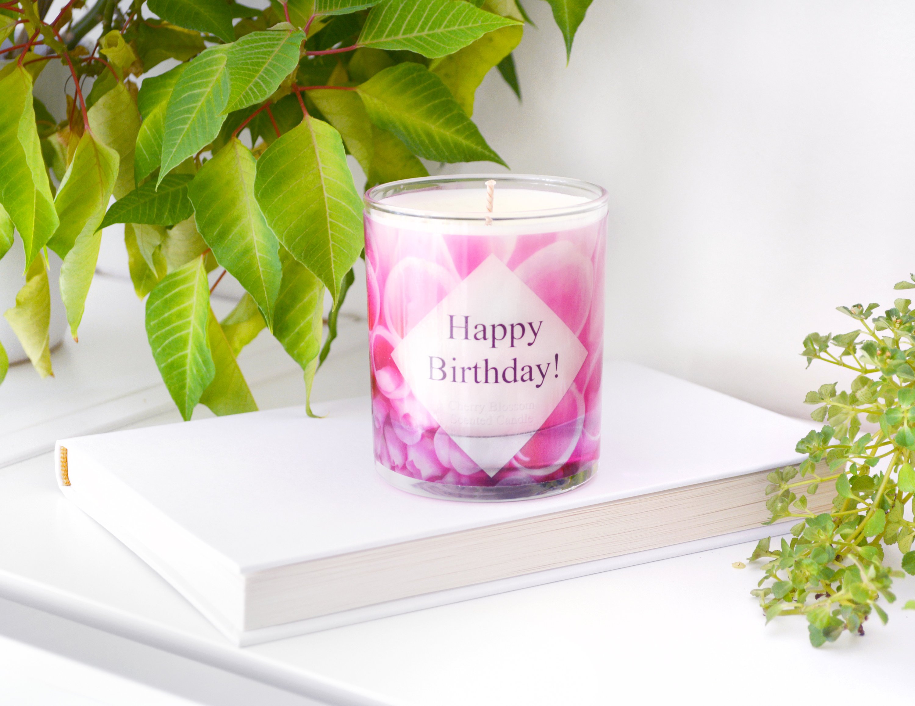 Cherry Blossom Scented Candle Happy Birthday Gift and Card in Box Cherry Blossom Scented Candle Happy Birthday Gift and Card in Box