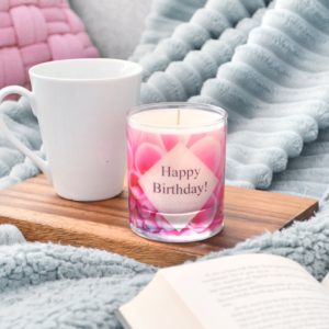 Cherry Blossom Scented Candle Happy Birthday Gift and Card in Box