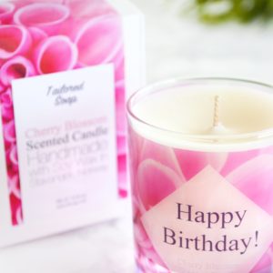 Cherry Blossom Scented Candle Happy Birthday Gift and Card in Box