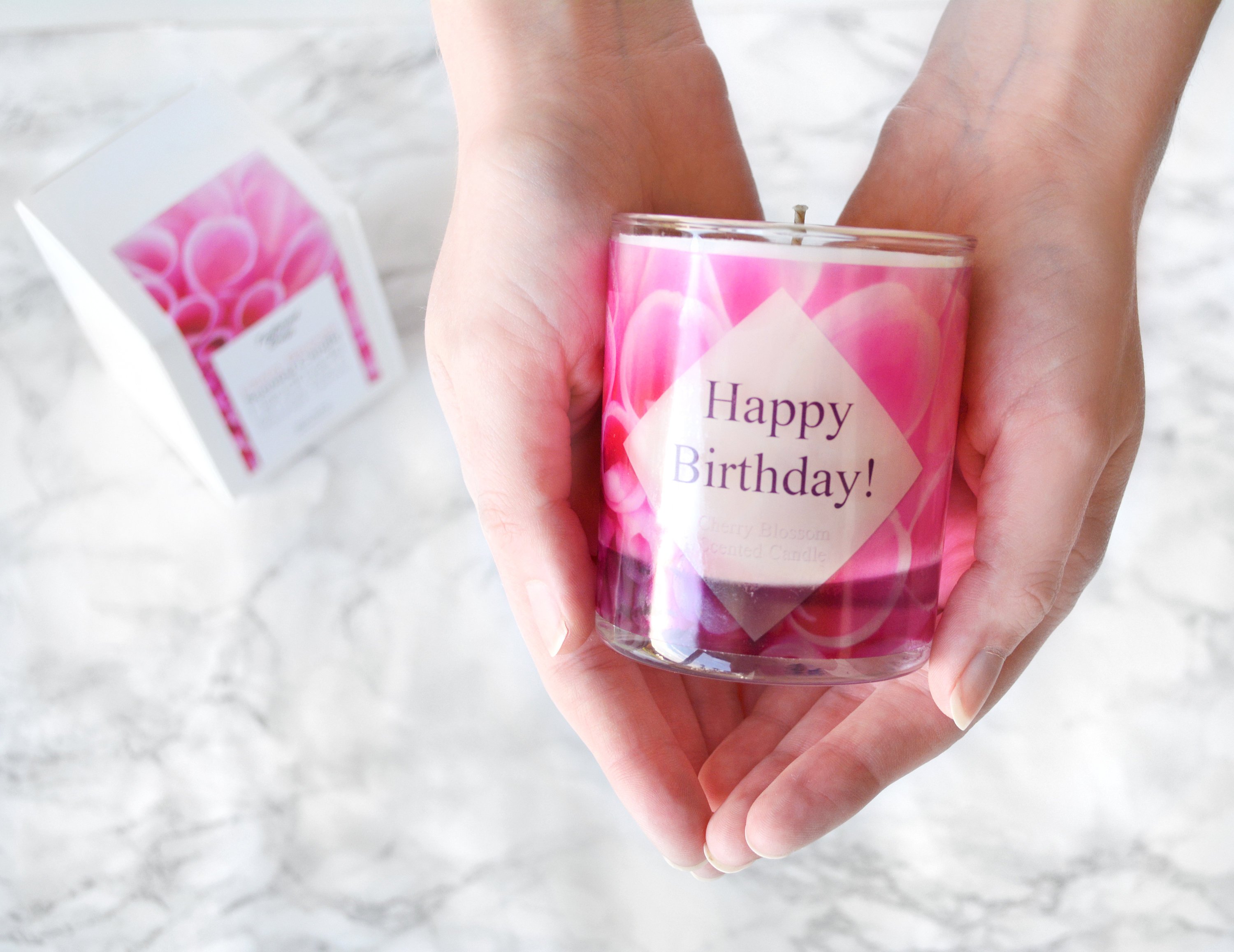 Cherry Blossom Scented Candle Happy Birthday Gift and Card in Box Cherry Blossom Scented Candle Happy Birthday Gift and Card in Box