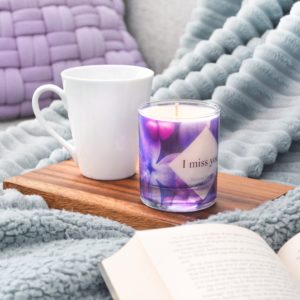 I miss you scented glass candle with box