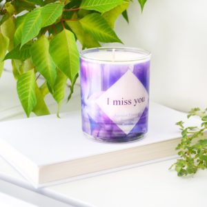 I miss you scented glass candle with box