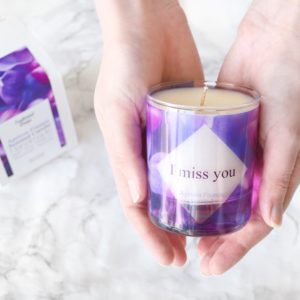 I miss you scented glass candle with box