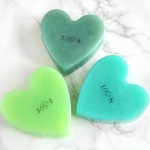 Green Heart Soap With Couple Initials