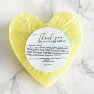 Yellow Heart Soap With Couple Initials by Tailored Soap