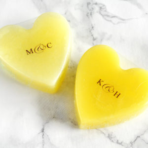 Yellow Heart Soap With Couple Initials by Tailored Soap