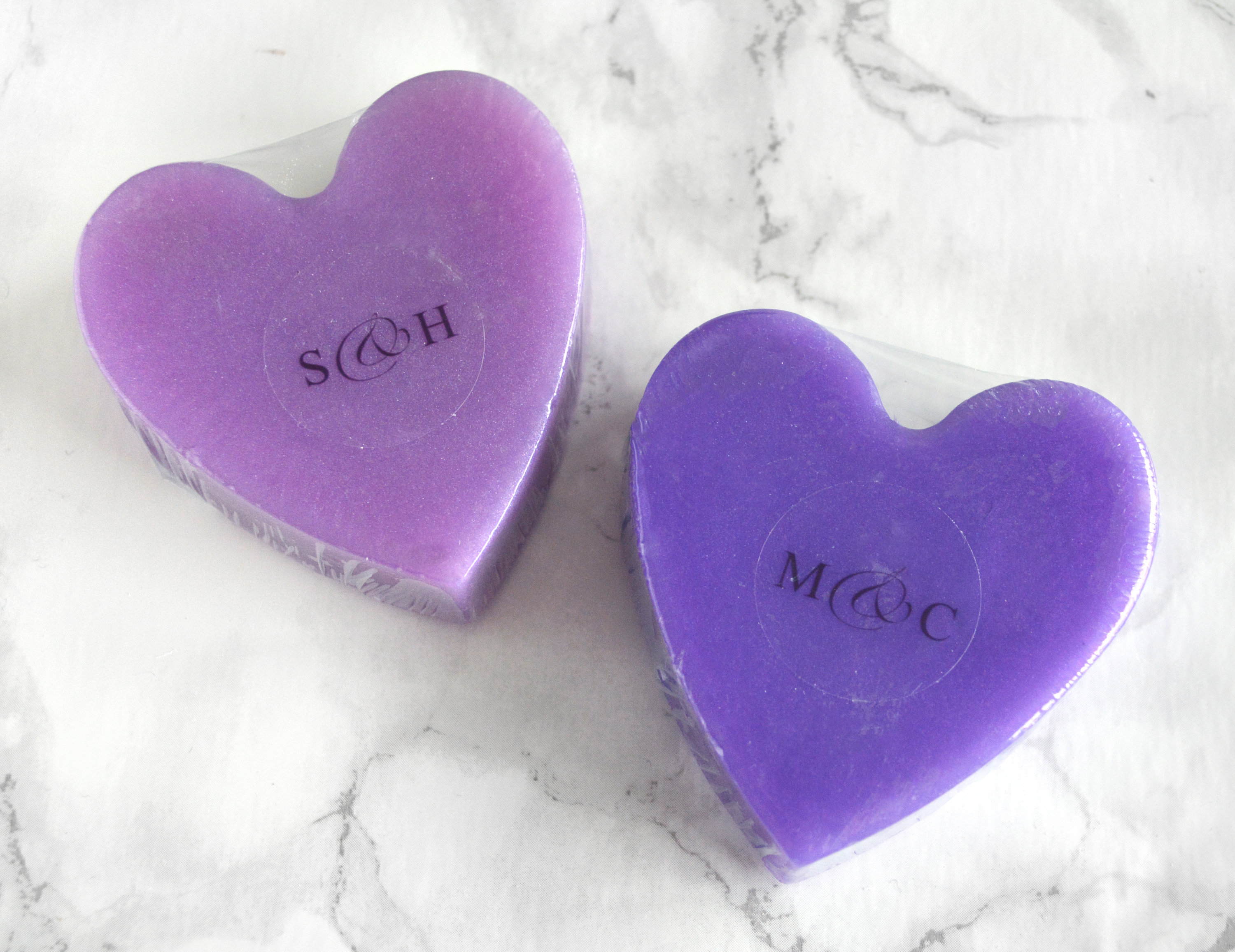 Purple Heart Soap With Couple Initials Purple Heart Soap With Couple Initials