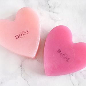 Pink Heart Soap With Couple Initials
