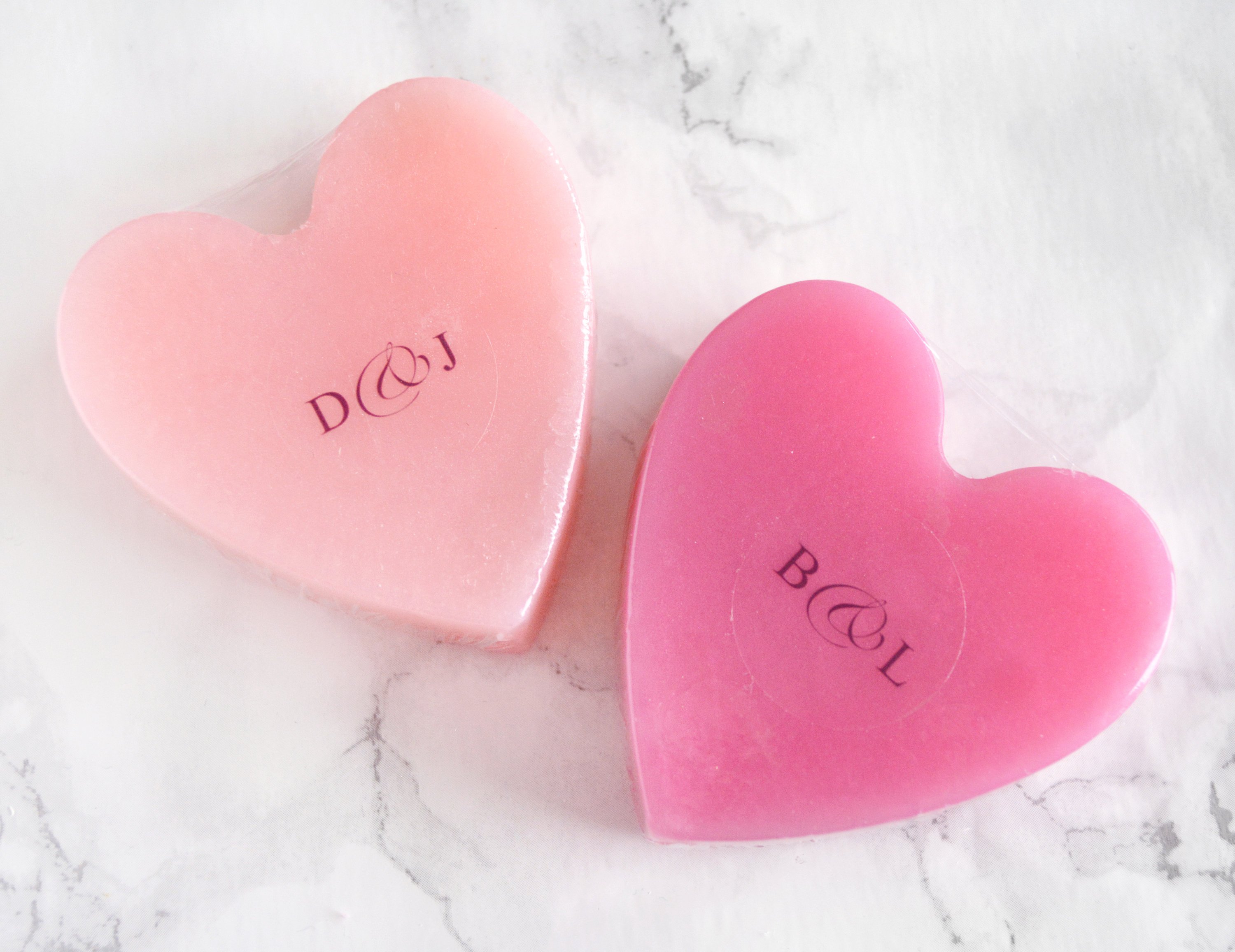 Pink Heart Soap With Couple Initials Pink Heart Soap With Couple Initials