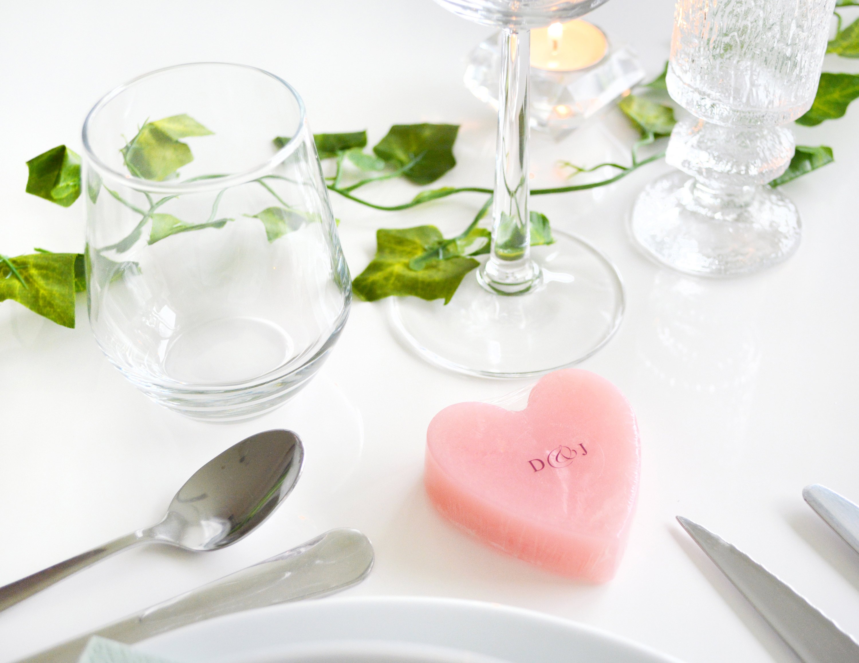Pink Heart Soap With Couple Initials Pink Heart Soap With Couple Initials