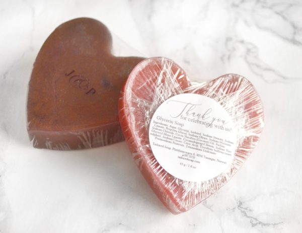Red/Brown Heart Soap With Couple Initials