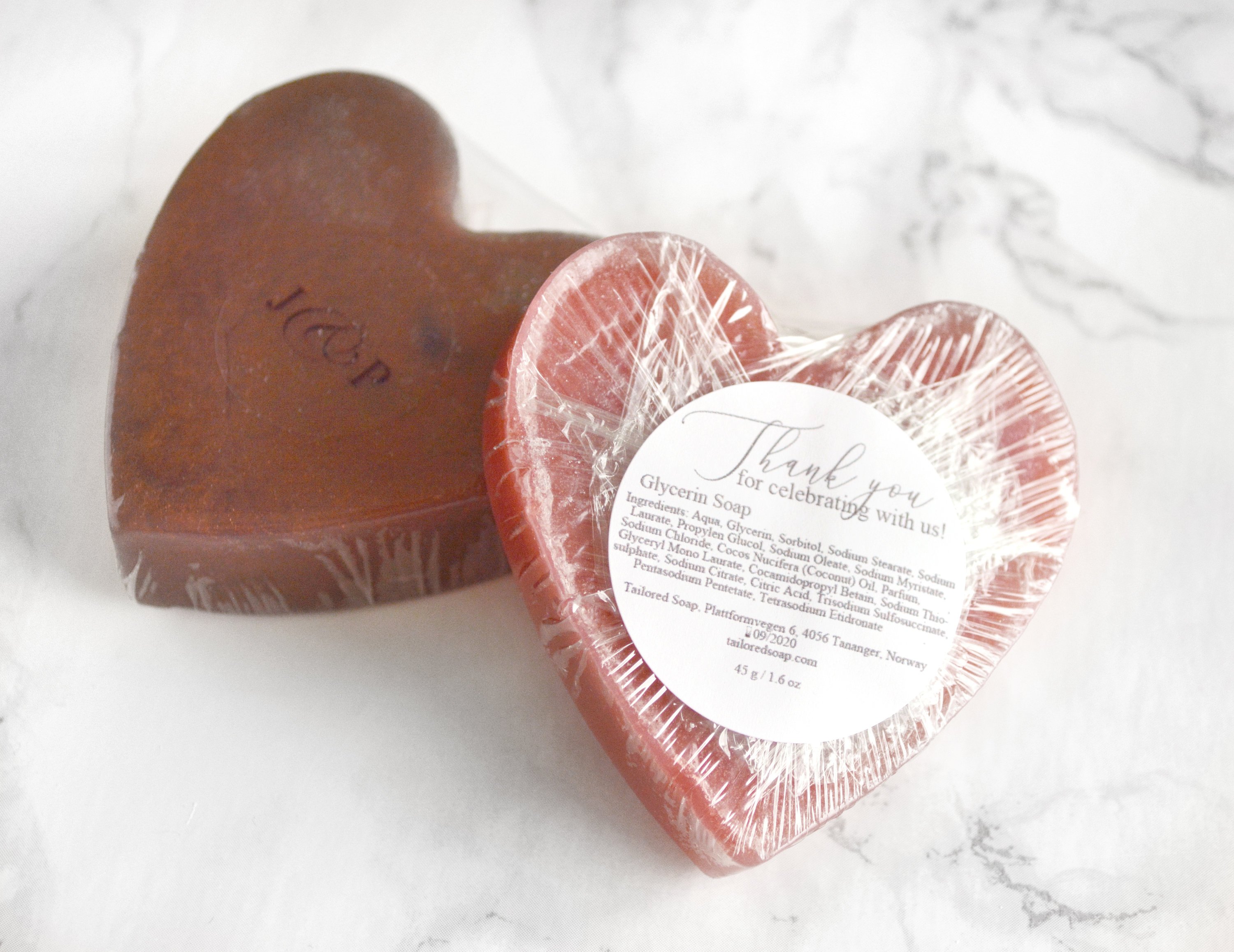 Red/Brown Heart Soap With Couple Initials Red/Brown Heart Soap With Couple Initials