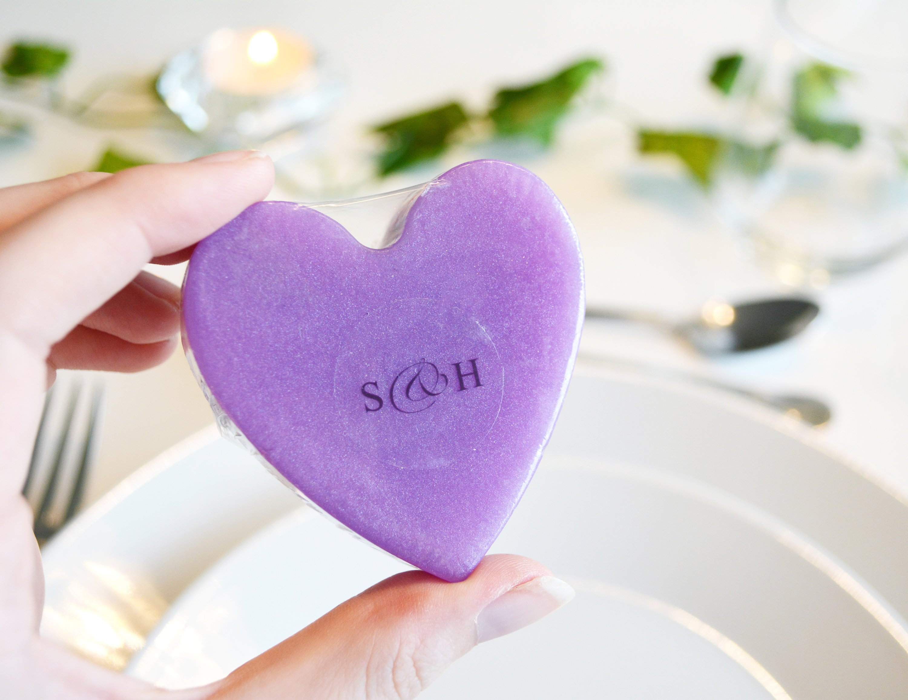 Purple Heart Soap With Couple Initials Purple Heart Soap With Couple Initials
